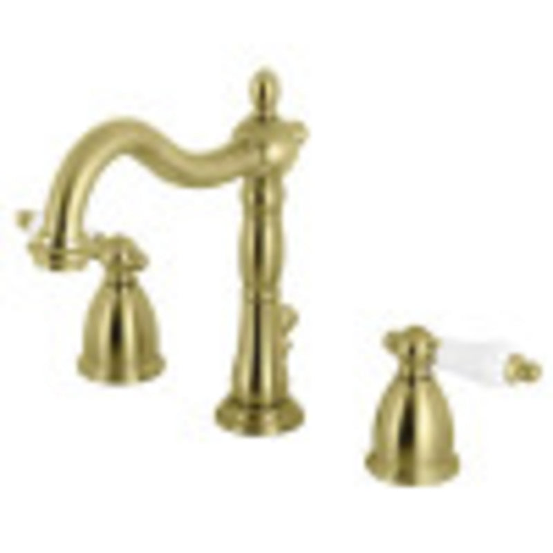 Kingston Brass KB1977PL Heritage Widespread Bathroom Faucet with Brass Pop-Up, Brushed Brass - BNGBath