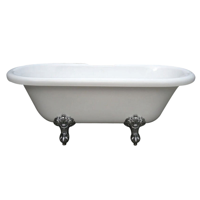 Aqua Eden VTDS673023H1 67-Inch Acrylic Double Ended Clawfoot Tub (No Faucet Drillings), White/Polished Chrome - BNGBath