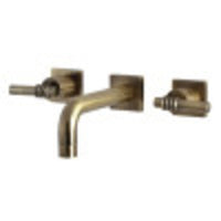 Thumbnail for Kingston Brass KS6123ML Milano Two-Handle Wall Mount Bathroom Faucet, Antique Brass - BNGBath