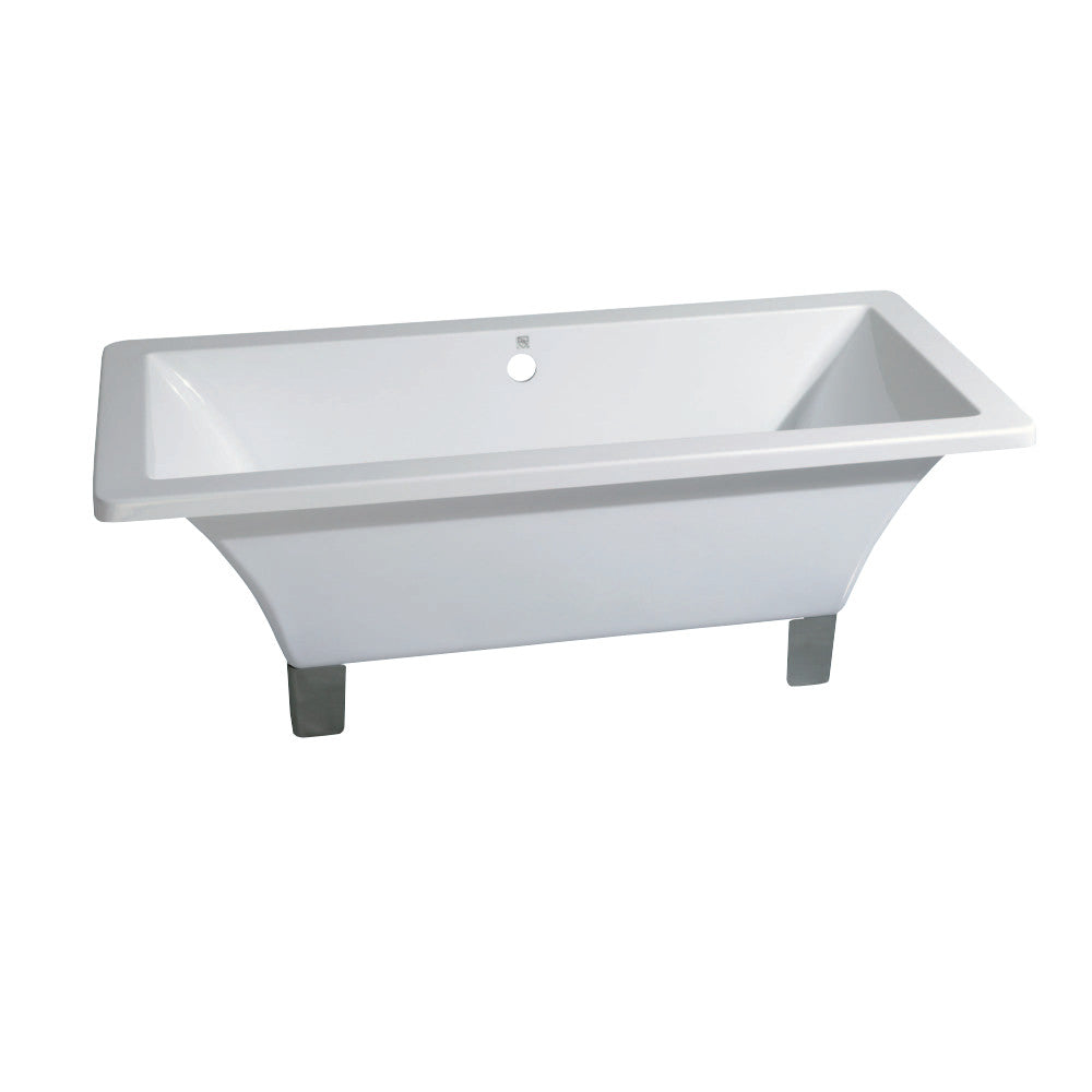 Aqua Eden VTSQ673018A8 67-Inch Acrylic Double Ended Clawfoot Tub (No Faucet Drillings), White/Brushed Nickel - BNGBath