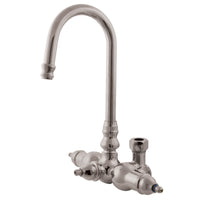 Thumbnail for Kingston Brass ABT200-8 Vintage Gooseneck Faucet With Back Outlet & Diverter, Brushed Nickel - BNGBath