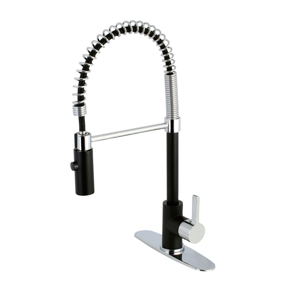 Gourmetier LS8777CTL Continental Single-Handle Pre-Rinse Kitchen Faucet, Matte Black/Polished Chrome - BNGBath