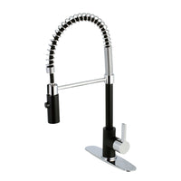 Thumbnail for Gourmetier LS8777CTL Continental Single-Handle Pre-Rinse Kitchen Faucet, Matte Black/Polished Chrome - BNGBath