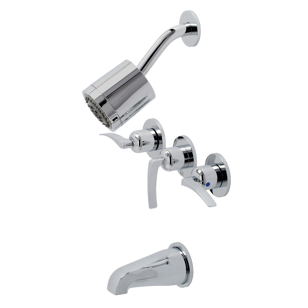 Kingston Brass KBX8131EFL Centurion Three-Handle Tub and Shower Faucet, Polished Chrome - BNGBath