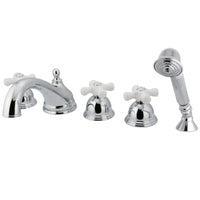 Thumbnail for Kingston Brass KS33515PX Roman Tub Faucet with Hand Shower, Polished Chrome - BNGBath