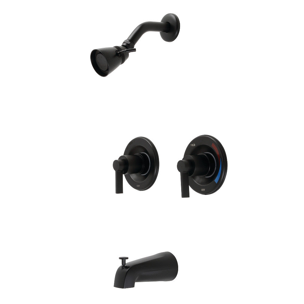 Kingston Brass KB660NDL NuvoFusion Two-Handle Tub and Shower Faucet with Volume Control, Matte Black - BNGBath