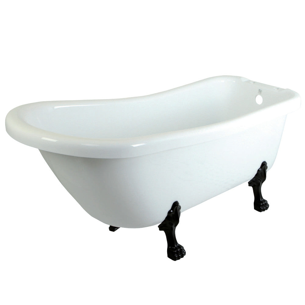 Aqua Eden VTDE692823C5 67-Inch Acrylic Single Slipper Clawfoot Tub with 7-Inch Faucet Drillings, White/Oil Rubbed Bronze - BNGBath