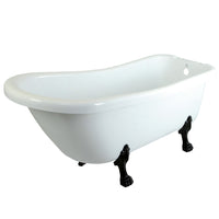 Thumbnail for Aqua Eden VTDE692823C5 67-Inch Acrylic Single Slipper Clawfoot Tub with 7-Inch Faucet Drillings, White/Oil Rubbed Bronze - BNGBath
