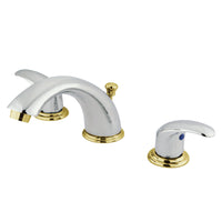 Thumbnail for Kingston Brass KB6964LL 8 in. Widespread Bathroom Faucet, Polished Chrome/Polished Brass - BNGBath