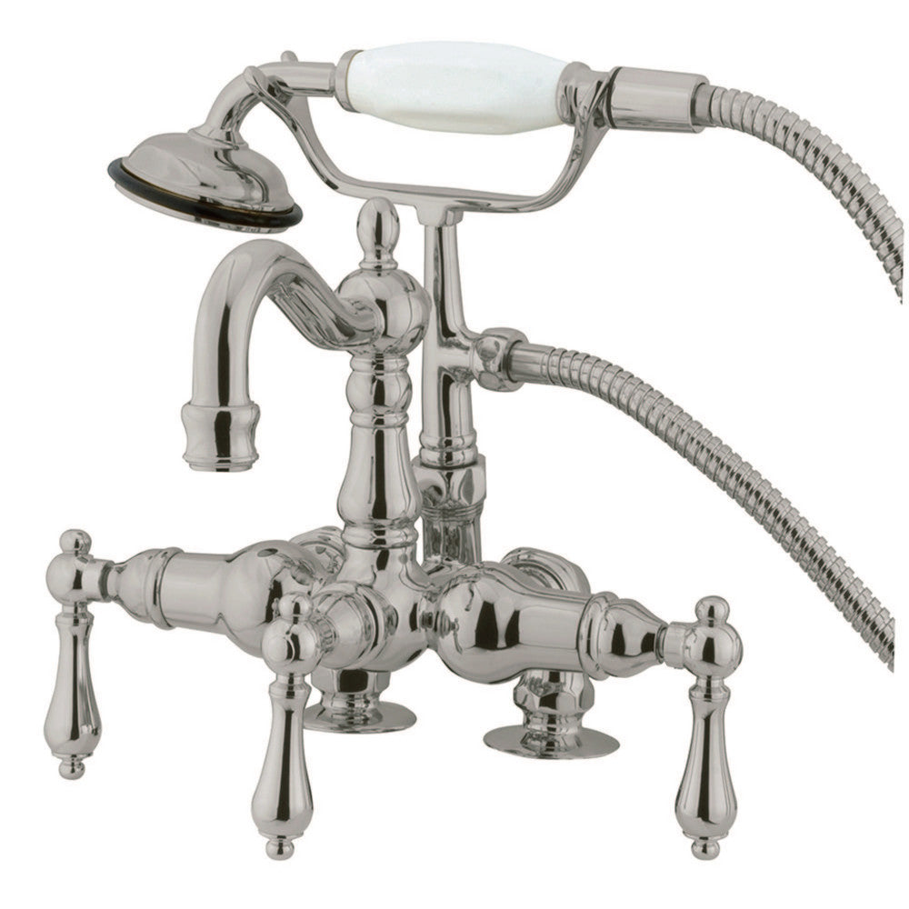 Kingston Brass CC1013T8 Vintage 3-3/8-Inch Deck Mount Clawfoot Tub Faucet with Hand Shower, Brushed Nickel - BNGBath