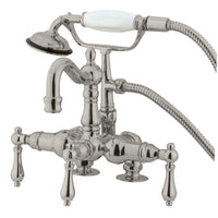 Thumbnail for Kingston Brass CC1013T8 Vintage 3-3/8-Inch Deck Mount Clawfoot Tub Faucet with Hand Shower, Brushed Nickel - BNGBath
