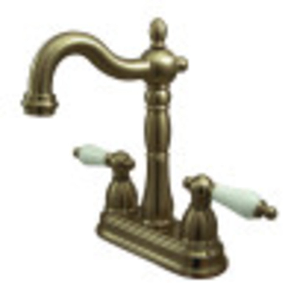 Kingston Brass KB1493PL Heritage Two-Handle Bar Faucet, Antique Brass - BNGBath