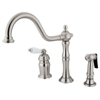 Thumbnail for Kingston Brass KS1818PLBS Widespread Kitchen Faucet, Brushed Nickel - BNGBath