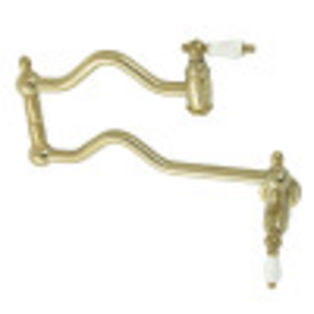 Kingston Brass KS2107PL Heritage Wall Mount Pot Filler, Brushed Brass - BNGBath