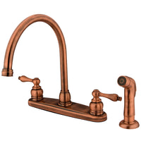 Thumbnail for Kingston Brass KB726ALSP Vintage 8-Inch Centerset Kitchen Faucet, Antique Copper - BNGBath