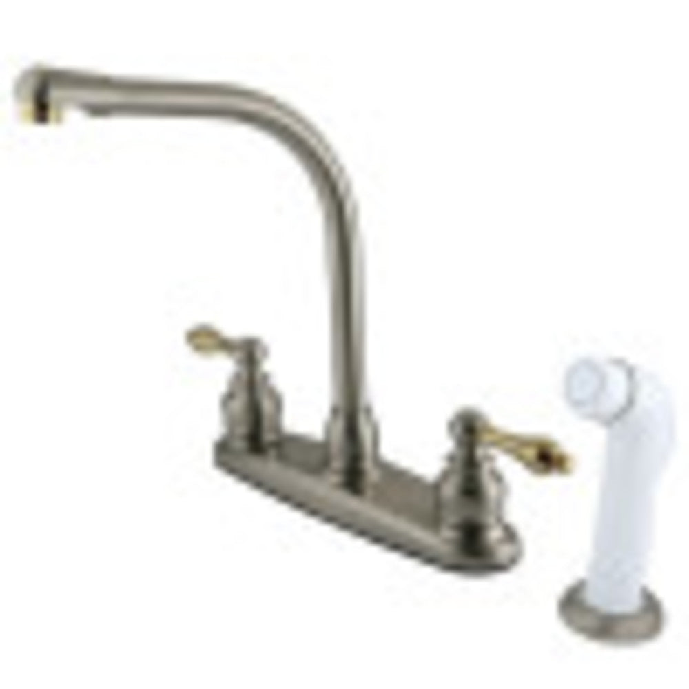 Kingston Brass KB719AL Victorian Centerset Kitchen Faucet, Brushed Nickel/Polished Brass - BNGBath