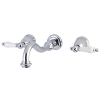 Thumbnail for Kingston Brass KS3021PL Restoration Two-Handle Wall Mount Tub Faucet, Polished Chrome - BNGBath