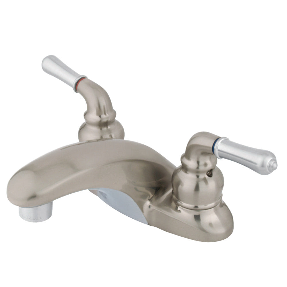Kingston Brass KB627LP 4 in. Centerset Bathroom Faucet, Brushed Nickel/Polished Chrome - BNGBath
