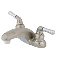Thumbnail for Kingston Brass KB627LP 4 in. Centerset Bathroom Faucet, Brushed Nickel/Polished Chrome - BNGBath
