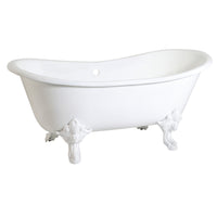 Thumbnail for Aqua Eden VCTNDS6731NLW 67-Inch Cast Iron Double Slipper Clawfoot Tub (No Faucet Drillings), White - BNGBath