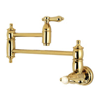 Thumbnail for Kingston Brass KS3102BAL Heirloom Wall Mount Pot Filler Kitchen Faucet, Polished Brass - BNGBath