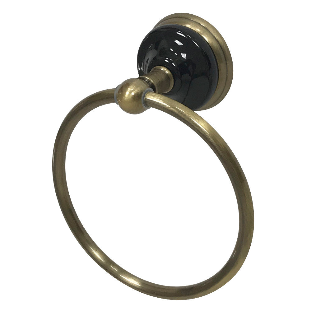 Kingston Brass BA9114AB Water Onyx 6 in. Towel Ring, Antique Brass - BNGBath