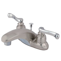 Thumbnail for Kingston Brass KB8627FL 4 in. Centerset Bathroom Faucet, Brushed Nickel/Polished Chrome - BNGBath