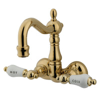 Thumbnail for Kingston Brass CC1073T2 Vintage 3-3/8-Inch Wall Mount Tub Faucet, Polished Brass - BNGBath
