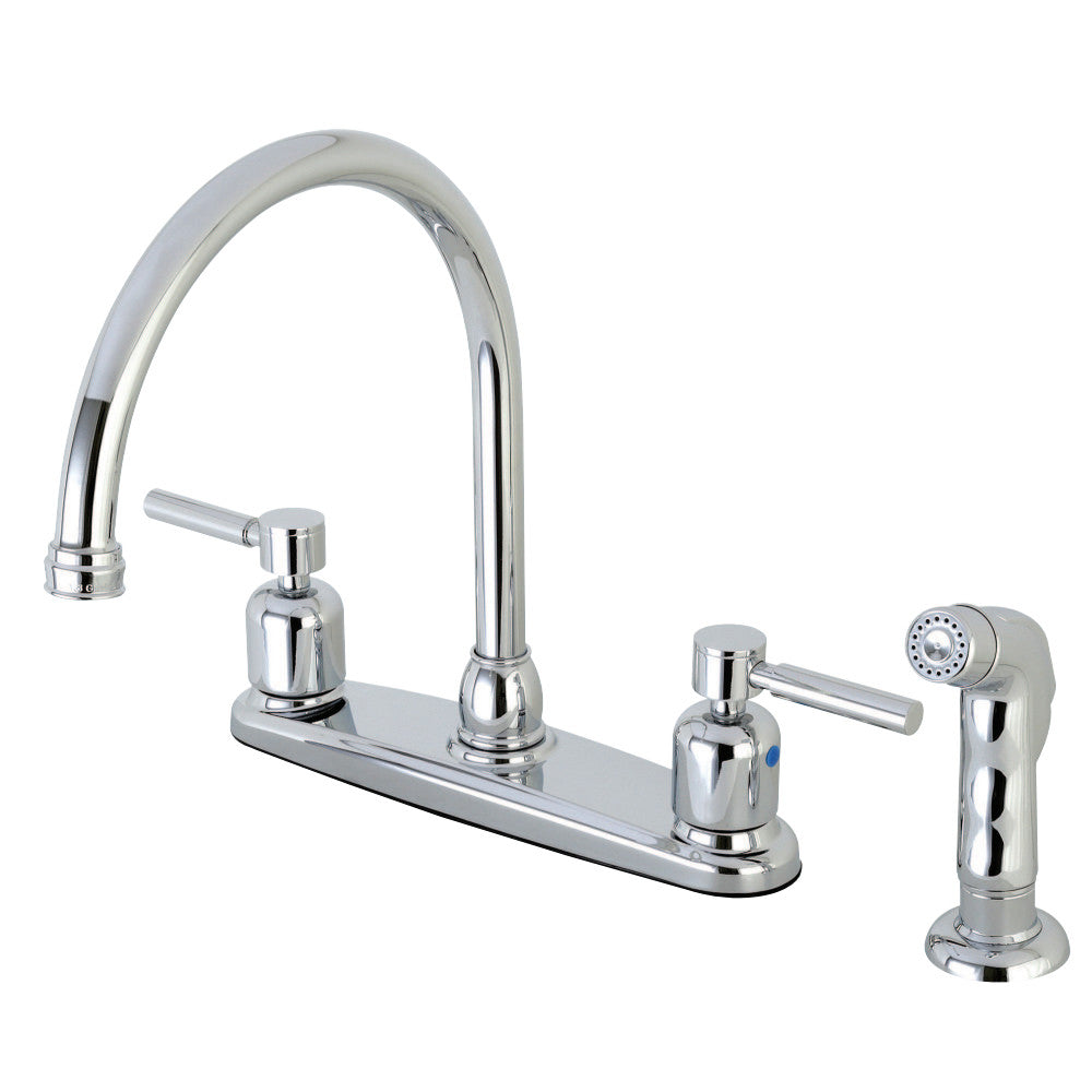 Kingston Brass FB791DLSP Concord 8-Inch Centerset Kitchen Faucet with Sprayer, Polished Chrome - BNGBath