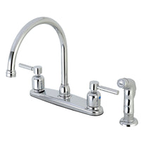 Thumbnail for Kingston Brass FB791DLSP Concord 8-Inch Centerset Kitchen Faucet with Sprayer, Polished Chrome - BNGBath