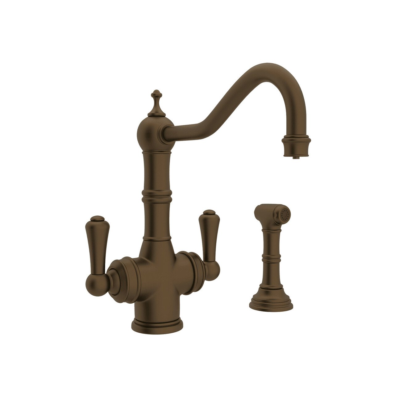 Perrin & Rowe Edwardian Filtration 2-Lever Kitchen Faucet with Sidespray - BNGBath