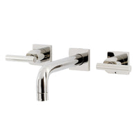 Thumbnail for Kingston Brass KS6126CML Manhattan Two-Handle Wall Mount Bathroom Faucet, Polished Nickel - BNGBath