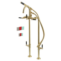 Thumbnail for Aqua Vintage CCK8107DKL Concord Freestanding Tub Faucet with Supply Line, Stop Valve, Brushed Brass - BNGBath