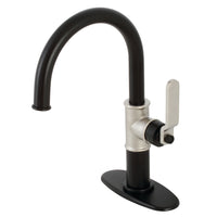 Thumbnail for Kingston Brass KSD2236KL Whitaker Single-Handle Bathroom Faucet with Push Pop-Up, Matte Black/Polished Nickel - BNGBath