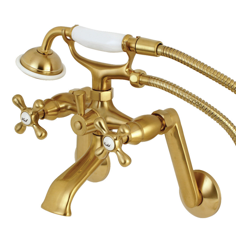 Kingston Brass KS269SB Kingston Tub Wall Mount Clawfoot Tub Faucet with Hand Shower, Brushed Brass - BNGBath