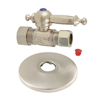 Thumbnail for Kingston Brass CC44458TLK 5/8-Inch OD X 1/2-Inch OD Comp Quarter-Turn Straight Stop Valve with Flange, Brushed Nickel - BNGBath