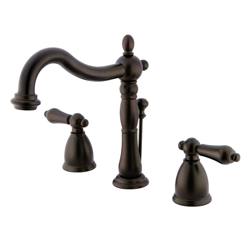 Kingston Brass KB1975AL Heritage Widespread Bathroom Faucet with Plastic Pop-Up, Oil Rubbed Bronze - BNGBath