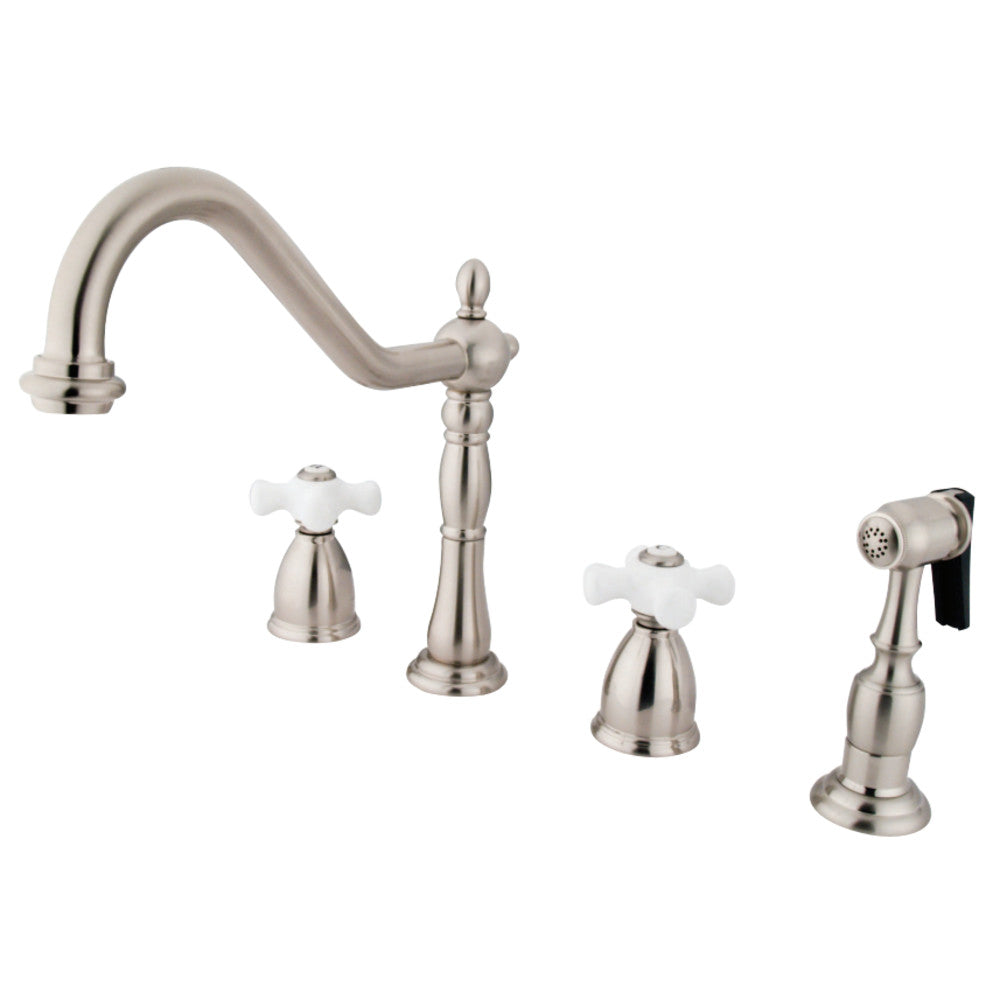 Kingston Brass KB1798PXBS Widespread Kitchen Faucet, Brushed Nickel - BNGBath