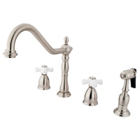 Thumbnail for Kingston Brass KB1798PXBS Widespread Kitchen Faucet, Brushed Nickel - BNGBath
