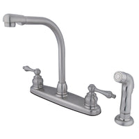 Thumbnail for Kingston Brass KB718ALSP Victorian Centerset Kitchen Faucet, Brushed Nickel - BNGBath