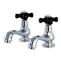 Thumbnail for Kingston Brass KS1101PKX Basin Tap Faucet with Cross Handle, Polished Chrome - BNGBath