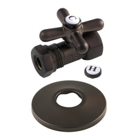 Thumbnail for Kingston Brass CC44155XK 1/2-Inch FIP X 1/2-Inch or 7/16-Inch Slip Joint Quarter-Turn Straight Stop Valve with Flange, Oil Rubbed Bronze - BNGBath
