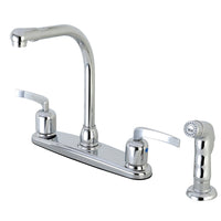 Thumbnail for Kingston Brass FB751EFLSP Centurion 8-Inch Centerset Kitchen Faucet with Sprayer, Polished Chrome - BNGBath