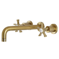 Thumbnail for Kingston Brass KS8027NX Hamilton Two-Handle Wall Mount Tub Faucet, Brushed Brass - BNGBath