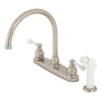 Thumbnail for Kingston Brass KB727BL 8-Inch Centerset Kitchen Faucet, Brushed Nickel/Polished Chrome - BNGBath