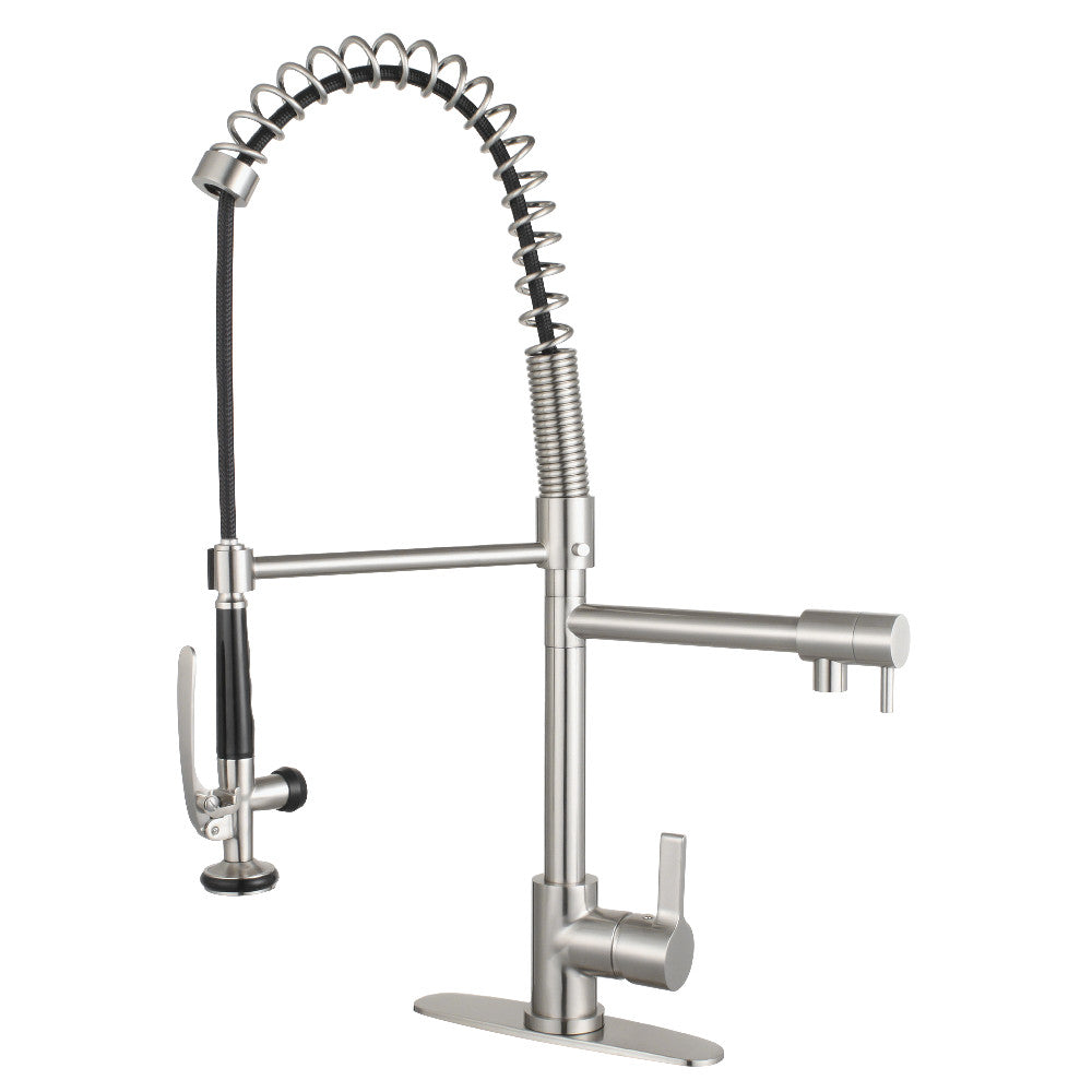 Gourmetier LS8508CTL Continental Single-Handle Pre-Rinse Kitchen Faucet, Brushed Nickel - BNGBath