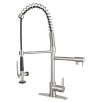 Thumbnail for Gourmetier LS8508CTL Continental Single-Handle Pre-Rinse Kitchen Faucet, Brushed Nickel - BNGBath