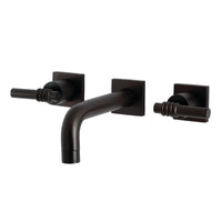 Thumbnail for Kingston Brass KS6125ML Milano Two-Handle Wall Mount Bathroom Faucet, Oil Rubbed Bronze - BNGBath