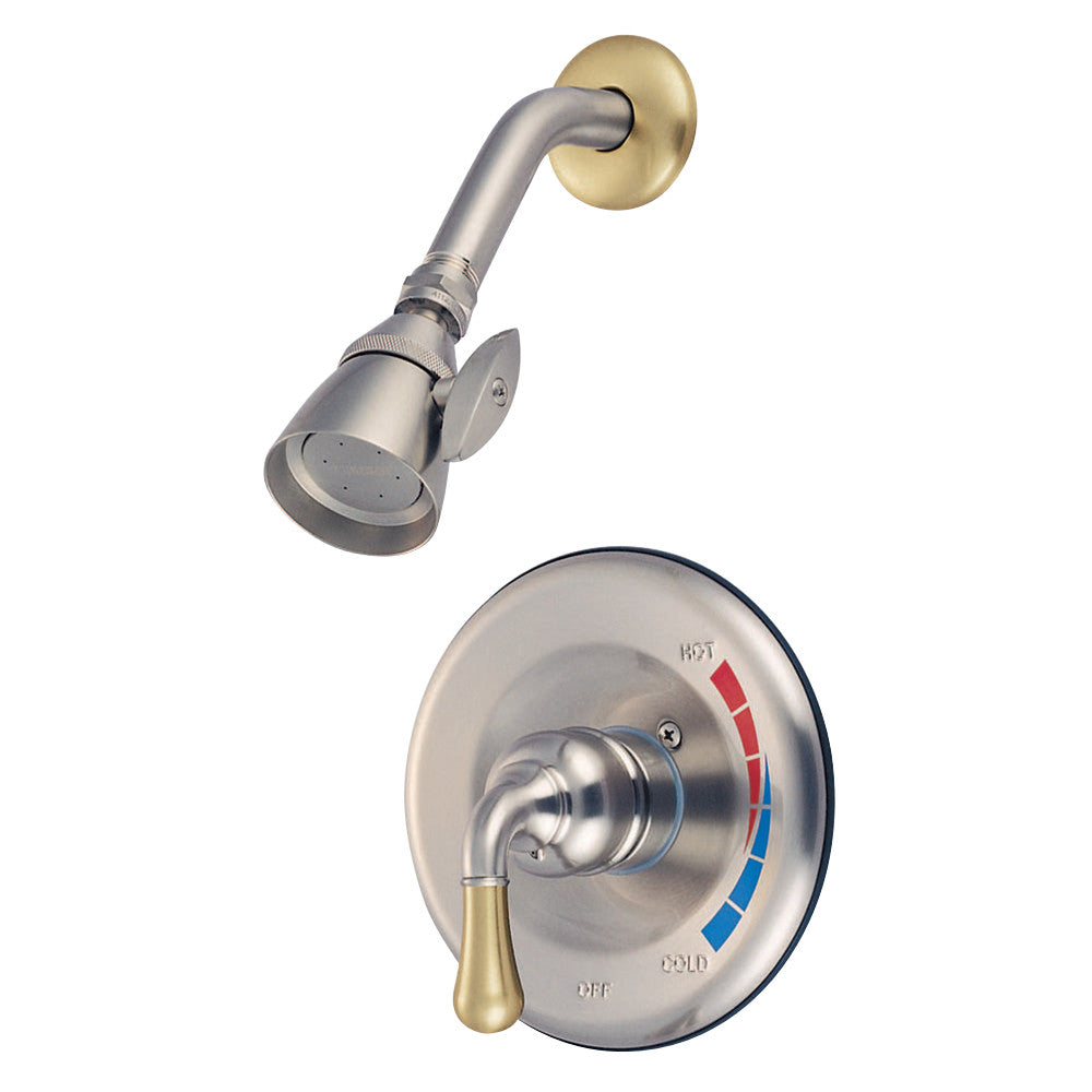 Kingston Brass GKB639SO Single-Handle Shower Faucet, Brushed Nickel/Polished Brass - BNGBath