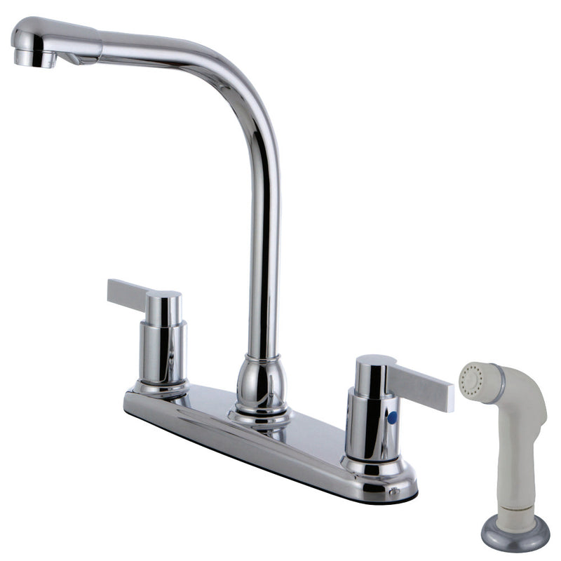 Kingston Brass FB2751NDL NuvoFusion 8-Inch Centerset Kitchen Faucet with Sprayer, Polished Chrome - BNGBath